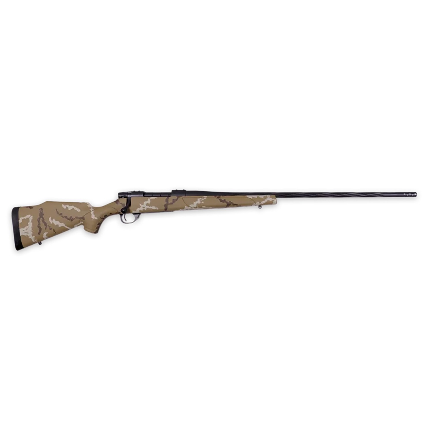 Weatherby VHH256RR6B Vanguard Outfitter 25-06 Rem 5+1 24” Threaded/Spiral Fluted, Graphite Black Barrel/Rec, Tan with Brown & White Sponge Synthetic Stock, Accubrake Muzzle Brake, Adj. Trigger