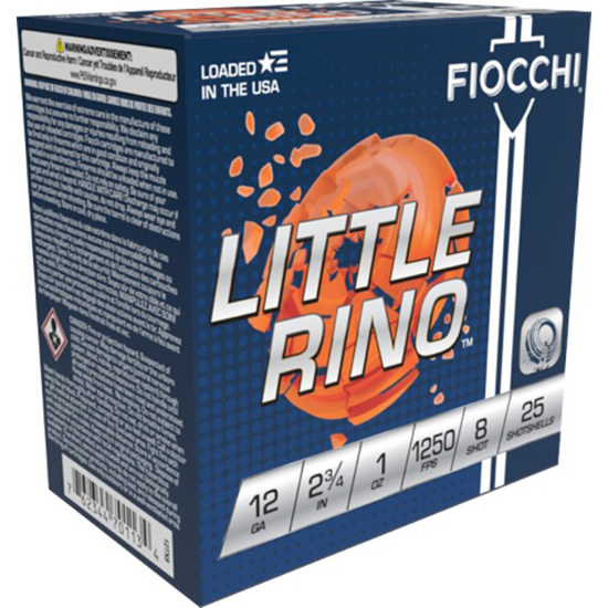 FIOCCHI 12GA 2.75” 1OZ 1250FPS #8 LITTLE RINO 250RD CASE LOT