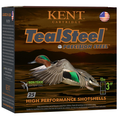Kent Cartridge KTS123366 TealSteel Precision Steel 12Gauge 3" 1 1/4oz 6Shot 25 Per Box/10 Case
