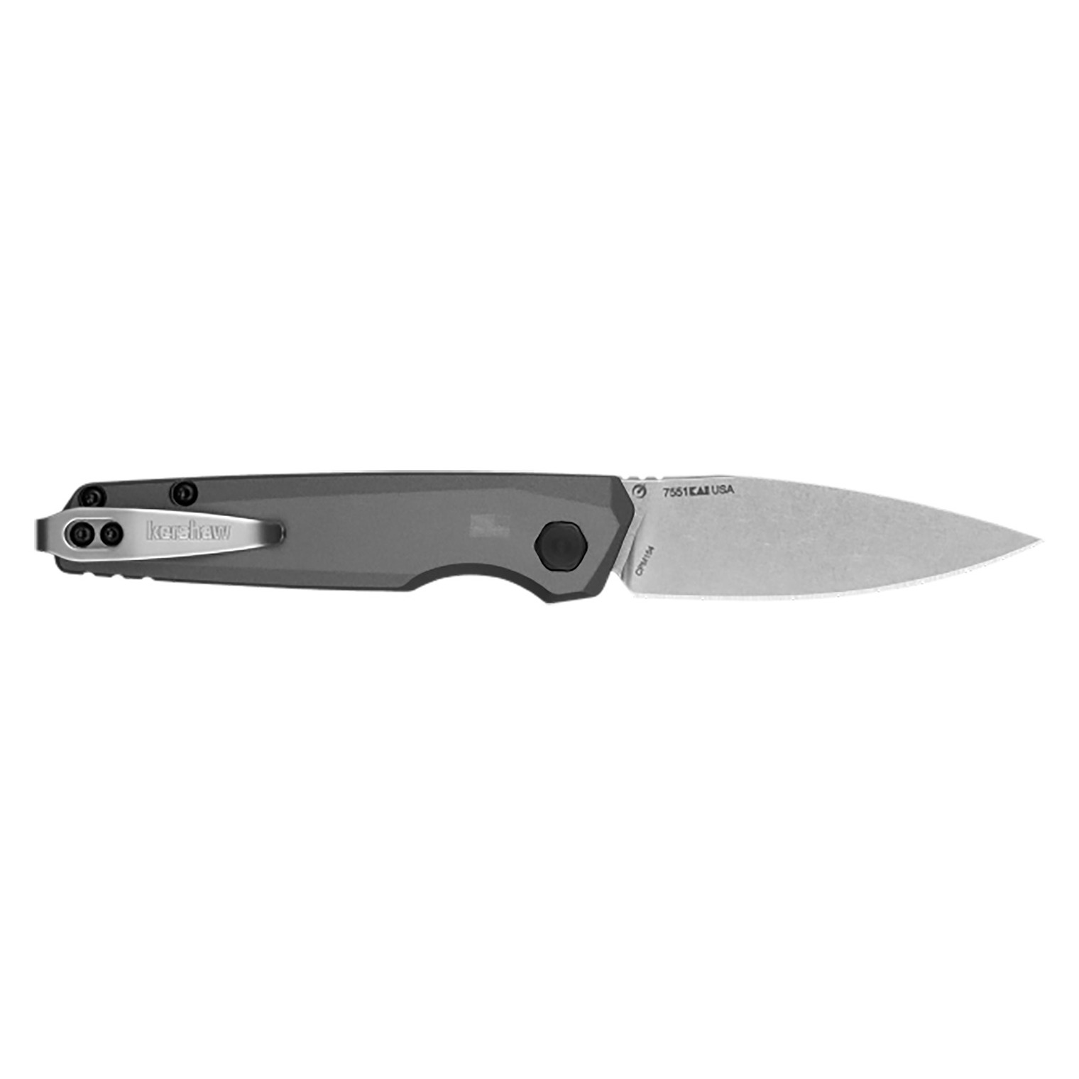 Kershaw 7551 Launch 18 Automatic 2.79” Folding Spear Point Plain Stonewashed CPM 154 SS Blade, Gray Anodized w/Black Oxide Hardware Aluminum Handle, Includes Pocket Clip