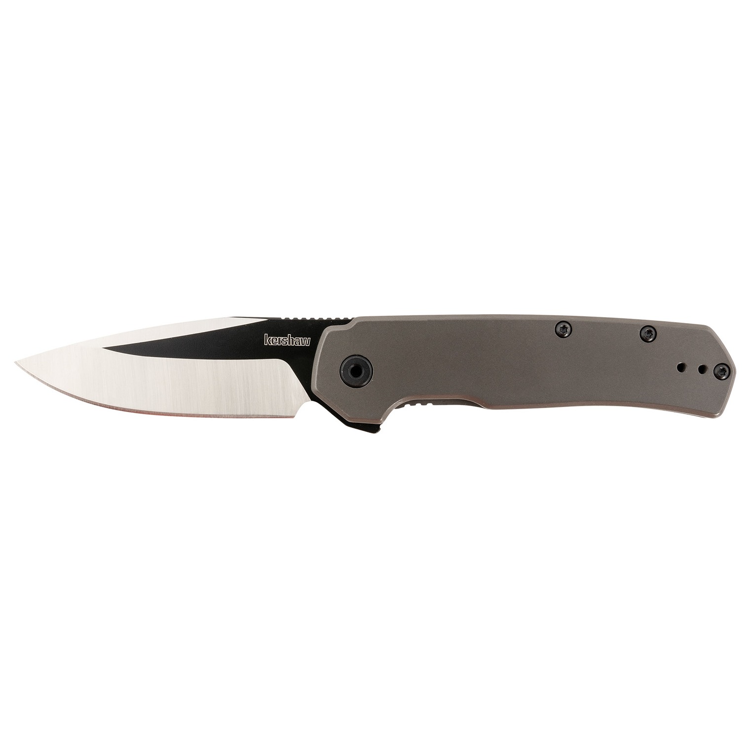 Kershaw 1411 Thermal EDC 2.95” Folding Drop Point Plain Black Oxide w/Satin Grinds 8Cr13MoV SS Blade, Gray PVD Stainless Steel Handle, Includes Pocket Clip