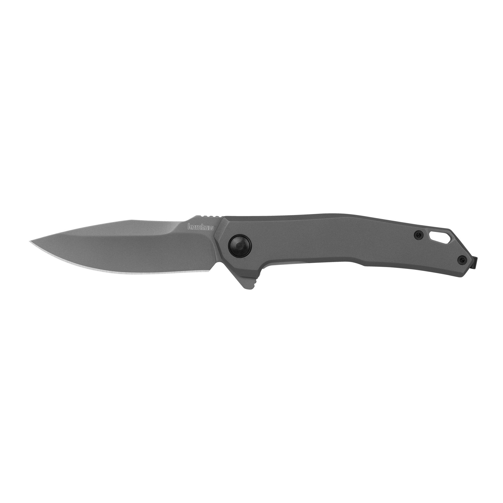 Kershaw 5570 Helitack 3.26” Flipper Drop Point Plain Gray PVD Coated 8Cr13MoV SS Blade, Gray PVD Stainless Steel Handle