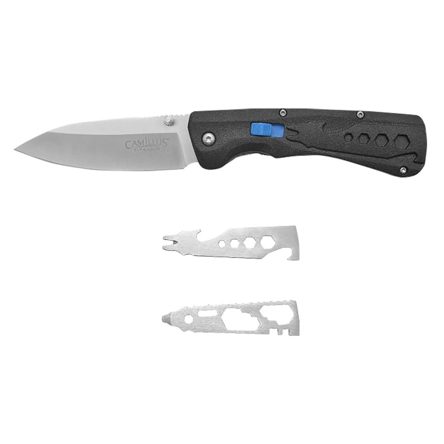 Camillus 19368 Inject 3.25” Folding Drop Point Silver Carbonitride Titanium D2 Steel Blade, Black Textured Carbon Fiber Handle