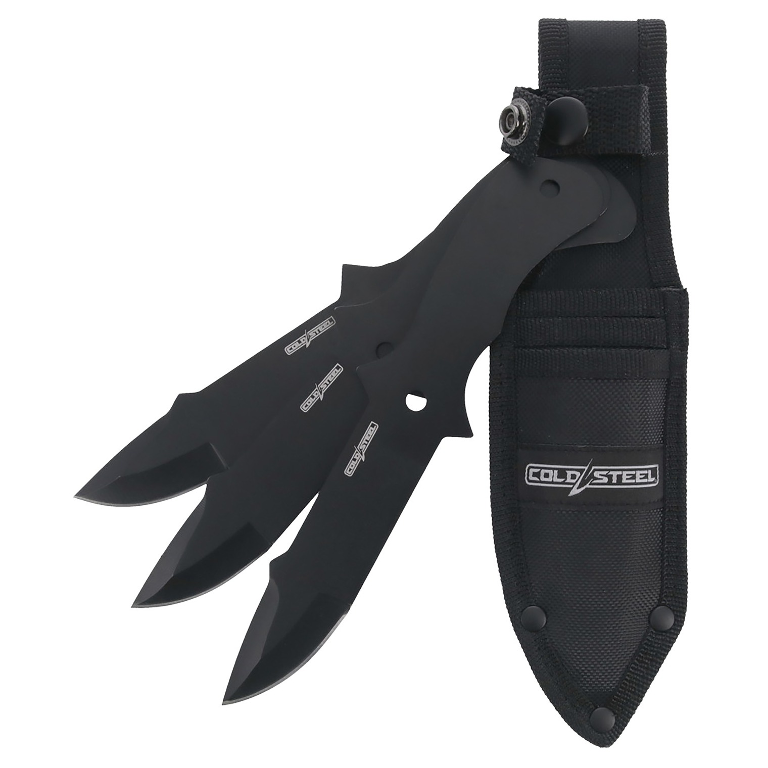 Cold Steel CSTH80KVC3PK Throwing Knives Set of 3 Fixed 8” Drop Point Plain Black Oxide 420 Stainless Steel Blade, Includes Sheath