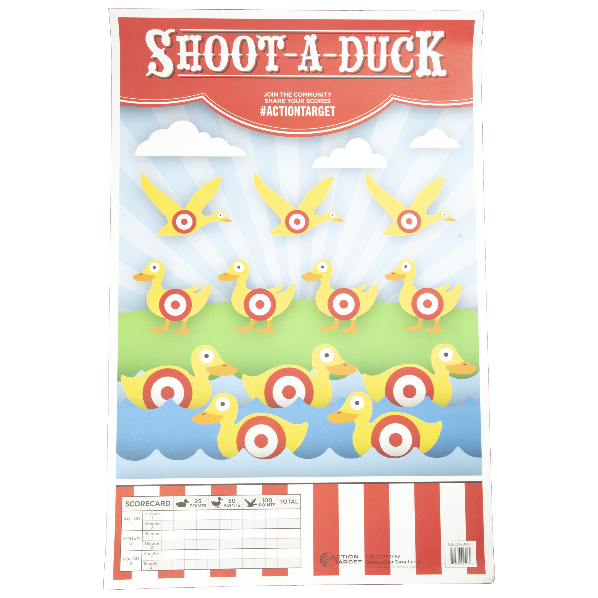 Action Target GSCARDUCK100 Entertainment Ducks Paper Hanging 23” x 35” Multi-Color 100 Per Box