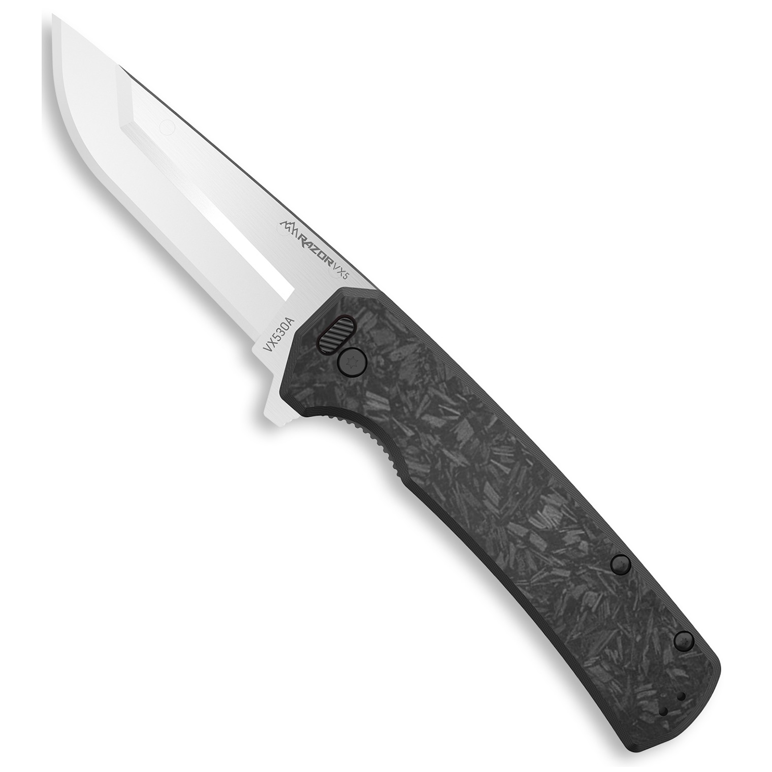 Outdoor Edge VX530A Razor VX5 EDC 3” Folding Plain Satin 420J2 SS Blade, Black Carbon Fiber/G10 Handle