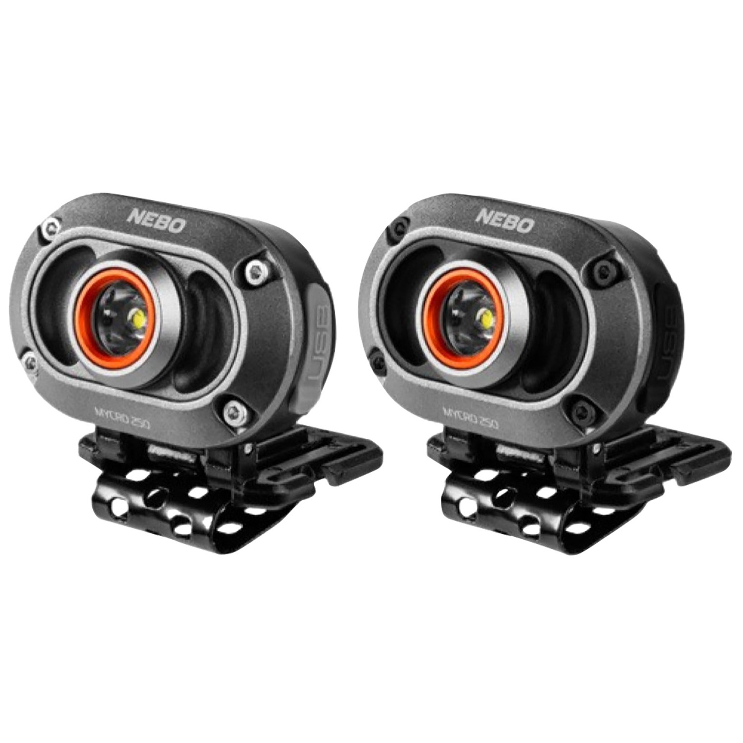 NEBO NEBHLP1010 MYCRO Headlamp Gray 250 Lumens White 2 Pack