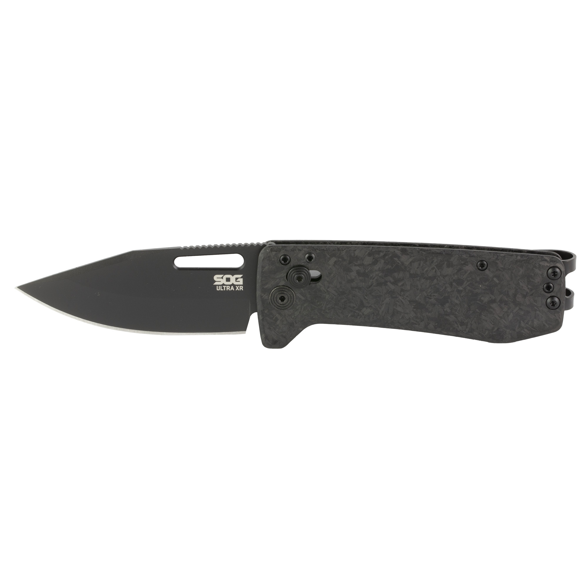 S.O.G SOG12630557 Ultra XR XHP 2.80” Folding Plain Black Satin TiCN Cryo CTS XHP Blade/ Black Carbon Fiber Handle Includes Pocket Clip