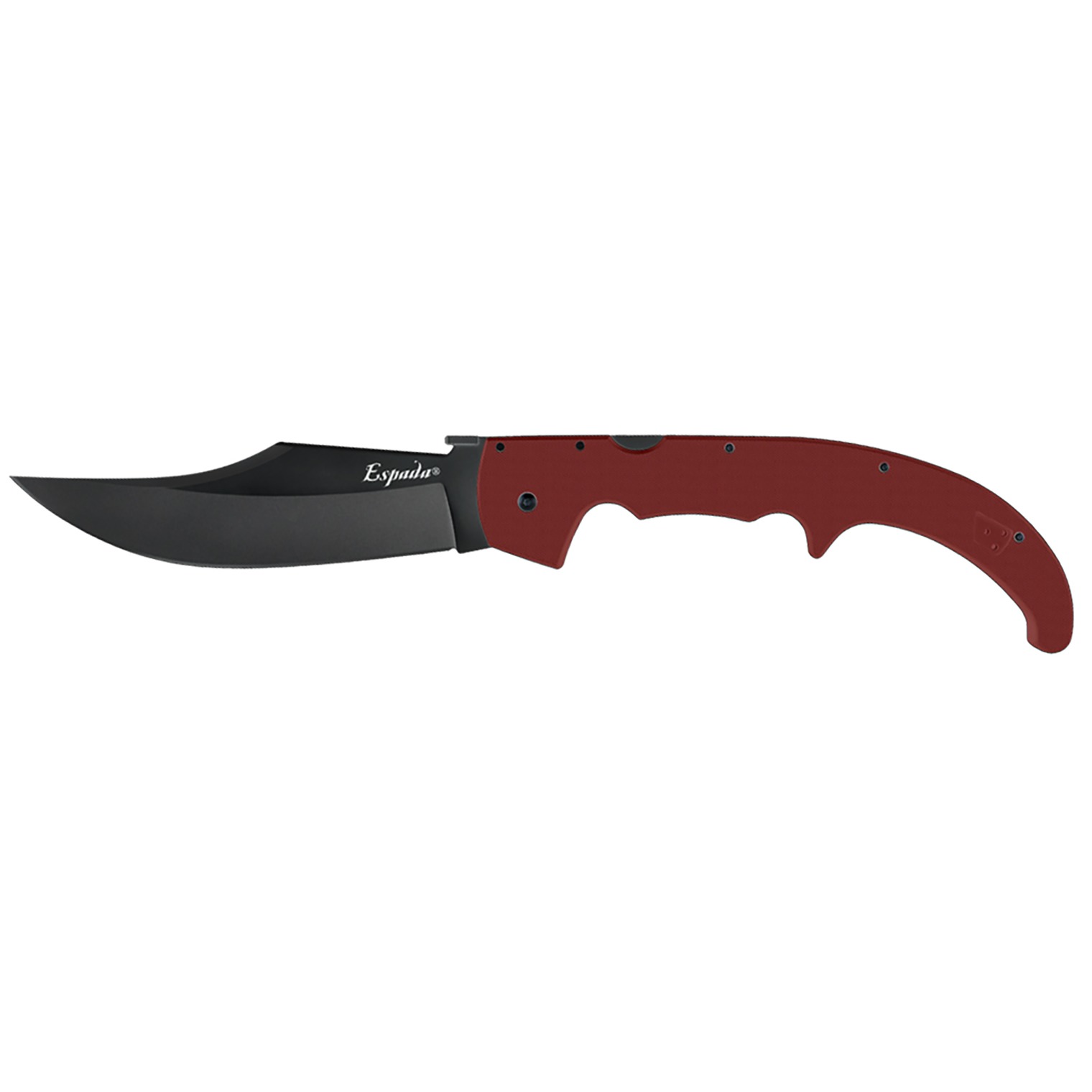 Cold Steel CS62MGCRRBK Espada XL 7.50” Folding Trailing Point Plain Black PVD AUS-10A SS Blade, Ruby Red Textured G10 Handle