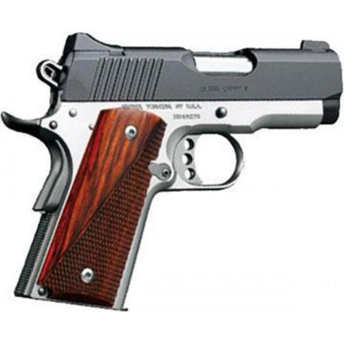 Kimber Ultra Carry II 45 ACP, 3" Match Barrel, Matte Black, Serrated Steel Slide, Satin Silver Aluminum, Rosewood Grip, 7rd