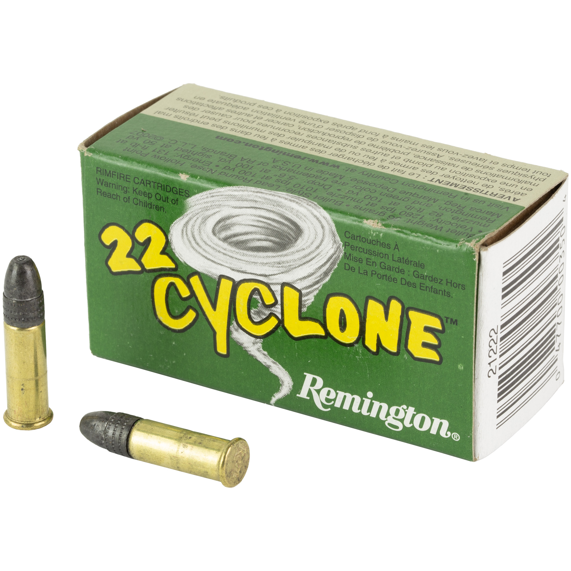 Remington Ammunition 21222 Cyclone Rimfire 22LR 36gr Hollow Point 50 Per Box/100 Case