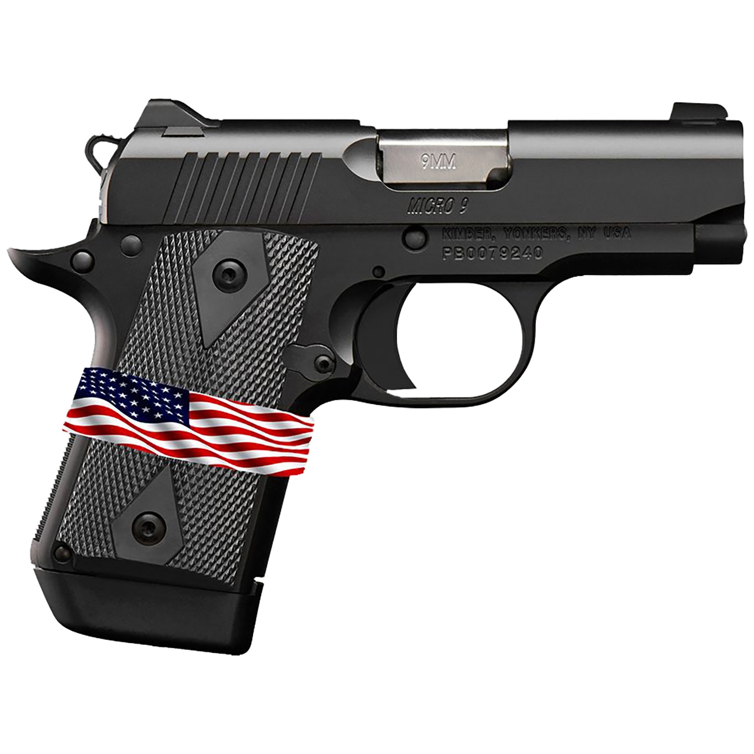 Kimber Mfg, Inc 3300244 Micro 9 Liberty Micro Frame 9mm Luger 7+1 3.15” Stainless Ramped Barrel, KimPro II Black Serrated Stainless Steel Slide, Kimpro II Black Aluminum Frame w/Beavertail