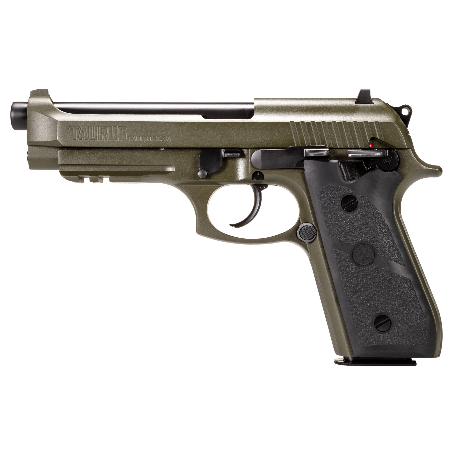 Taurus 1-92015T-H 92 Full Size 9mm Luger 17+1 5” Matte Black Stainless Steel Barrel, OD Green Cerakote Alloy Steel Serrated Slide, OD Green Cerakote Aluminum Frame w/Beavertail & Picatinny Rail, Blac