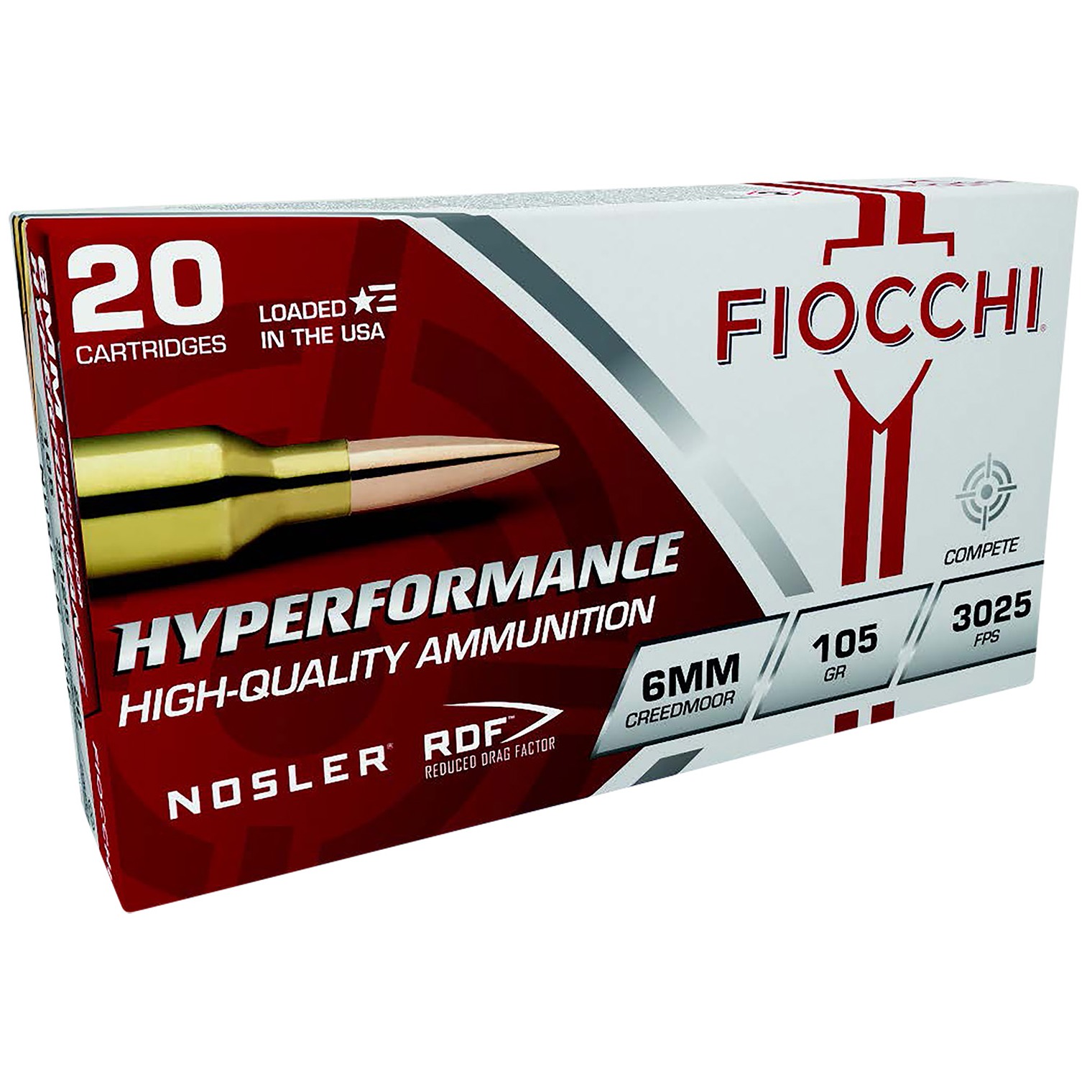 Fiocchi 6CMRD Hyperformance Match 6mmCreedmoor 105gr Nosler Reduced Drag Factor 20 Per Box/10 Case