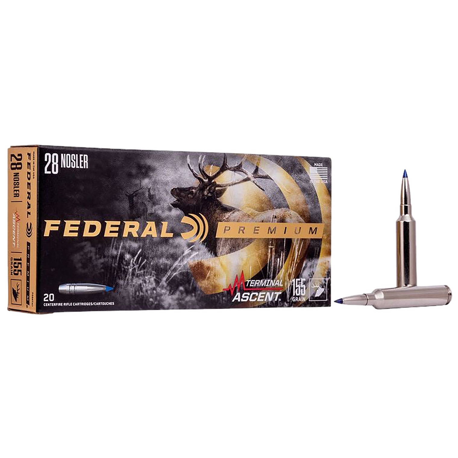 Federal P28NTA1 Premium 28Nosler 155gr Terminal Ascent 20 Per Box/10 Case
