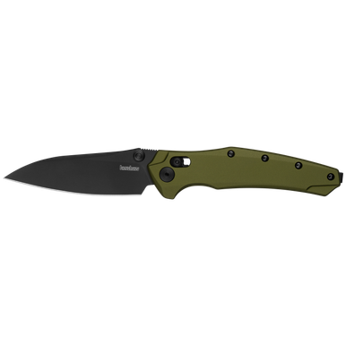 Kershaw 6777 Bareknuckle DuraLock USA-Made KVT Flipper Knife - 3.5" CPM-MagnaCut Black PVD Drop Point Blade, OD Green Aluminum Handles, Reversible Deep Carry Clip