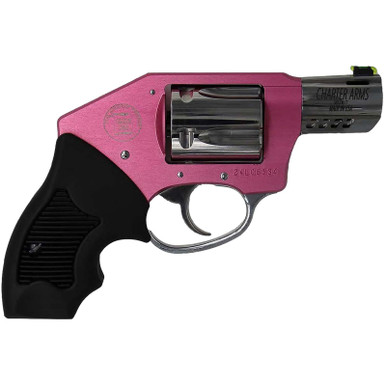 Charter Arms 53812 Off Duty Coyote 380 ACP 5rd 2" Stainless Ported Barrel, High Polished Cylinder, Pink Aluminum Frame, Black Finger Grooved Rubber Grip, Concealed Hammer