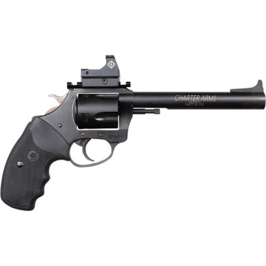Charter Arms 64465 Mastiff Target Large Frame 44 Special 5 Shot, 6" Black Nitride Stainless Steel Barrel, Cylinder & Frame, Black Rubber Grip, Sightmark Micro Optic, Exposed Hammer