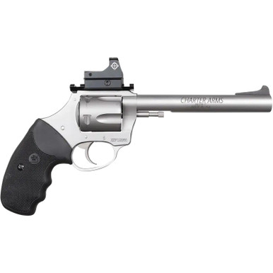 Charter Arms 74465 Mastiff Target Large Frame 44 Special 5rd 6" Stainless Steel Barrel, Cylinder & Frame, Sightmark Micro Optic, Picatinny Rail, Black Rubber Grip, Exposed Hammer