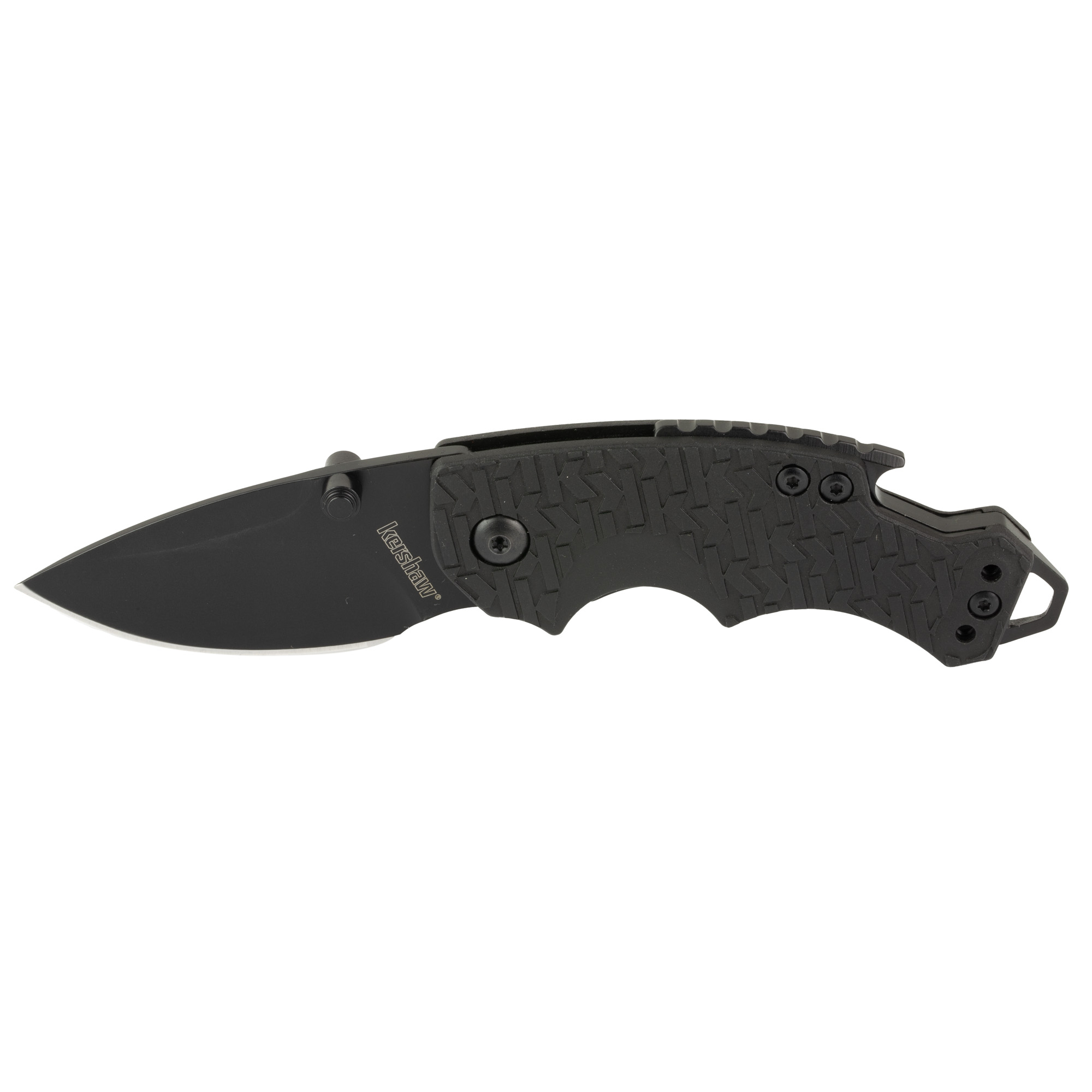 Kershaw 8700BLK Shuffle 2.40” Folding GFN Plain Black Oxide 8Cr14MoV SS Blade Black K Textured Glass-Filled Nylon Handle Includes Pocket Clip