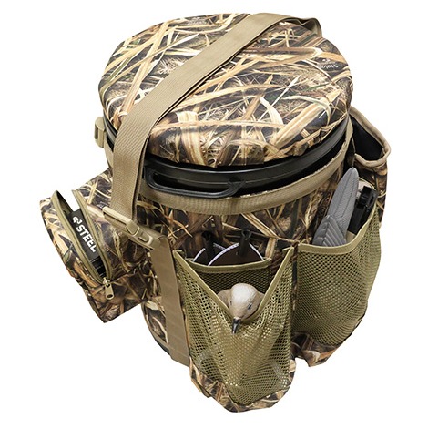 Mojo Outdoors HW2553 Dove Game Bucket Swivel Seat, Mossy Oak SGB Camo, Carry Strap