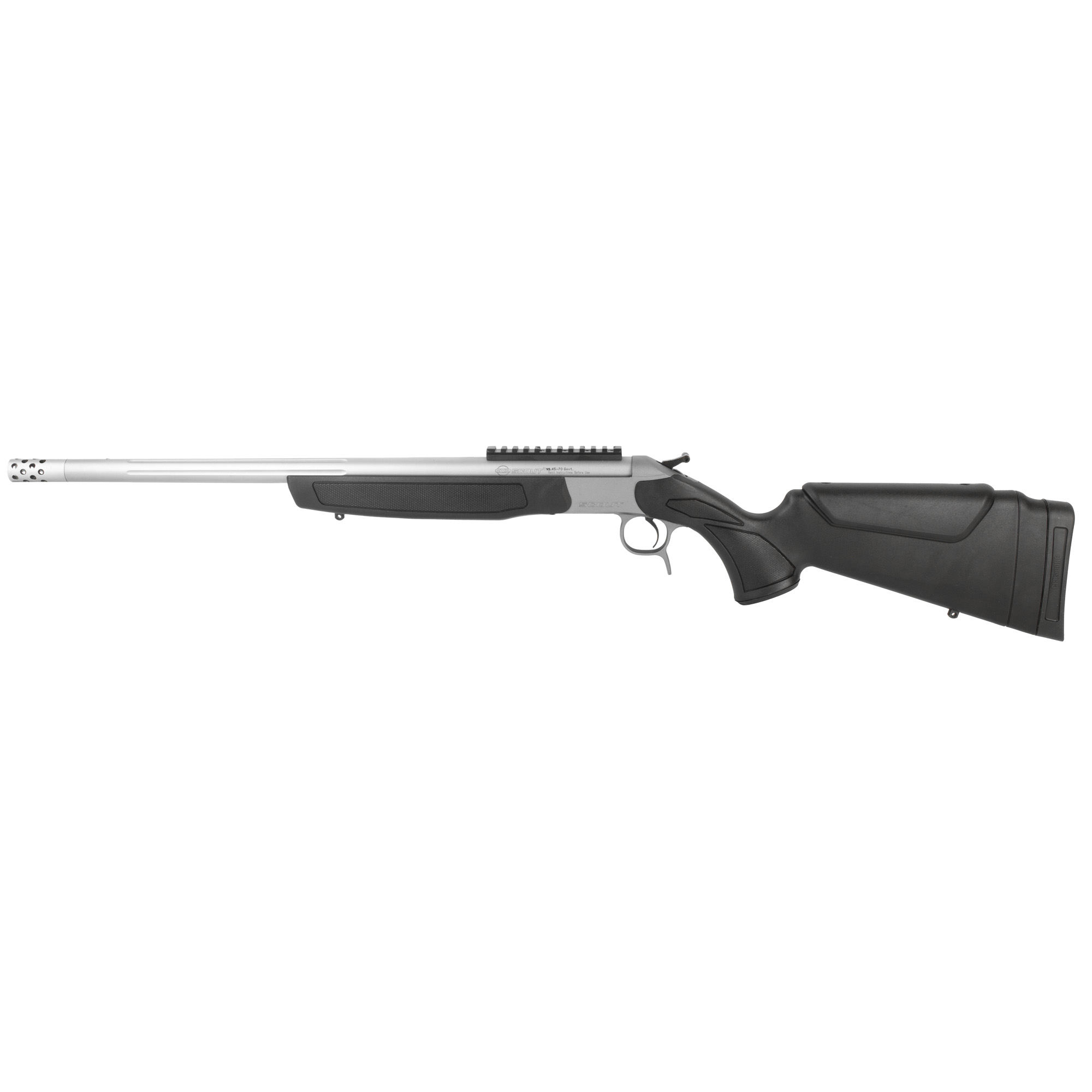 CVA CR4442S Scout Takedown 45-70 Gov 1rd 22” Stainless Fluted Threaded Barrel, Stainless Steel Receiver w/Picatinny Rail, Adj Comb & LOP Black Synthetic Stock
