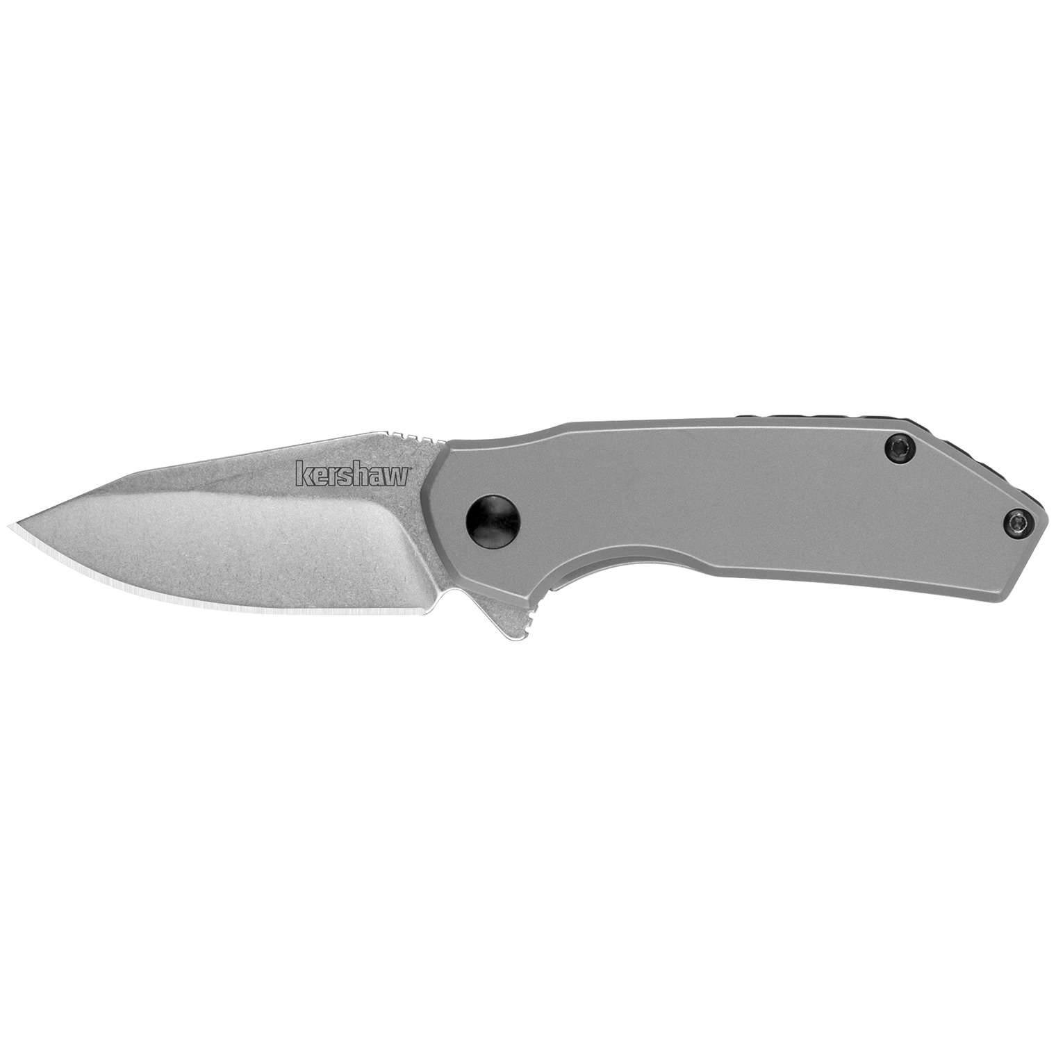Kershaw 1375 Valve EDC 2.25” Folding Drop Point Plain Stonewashed 4Cr14 Blade, Bead Blasted Stainless Steel Handle