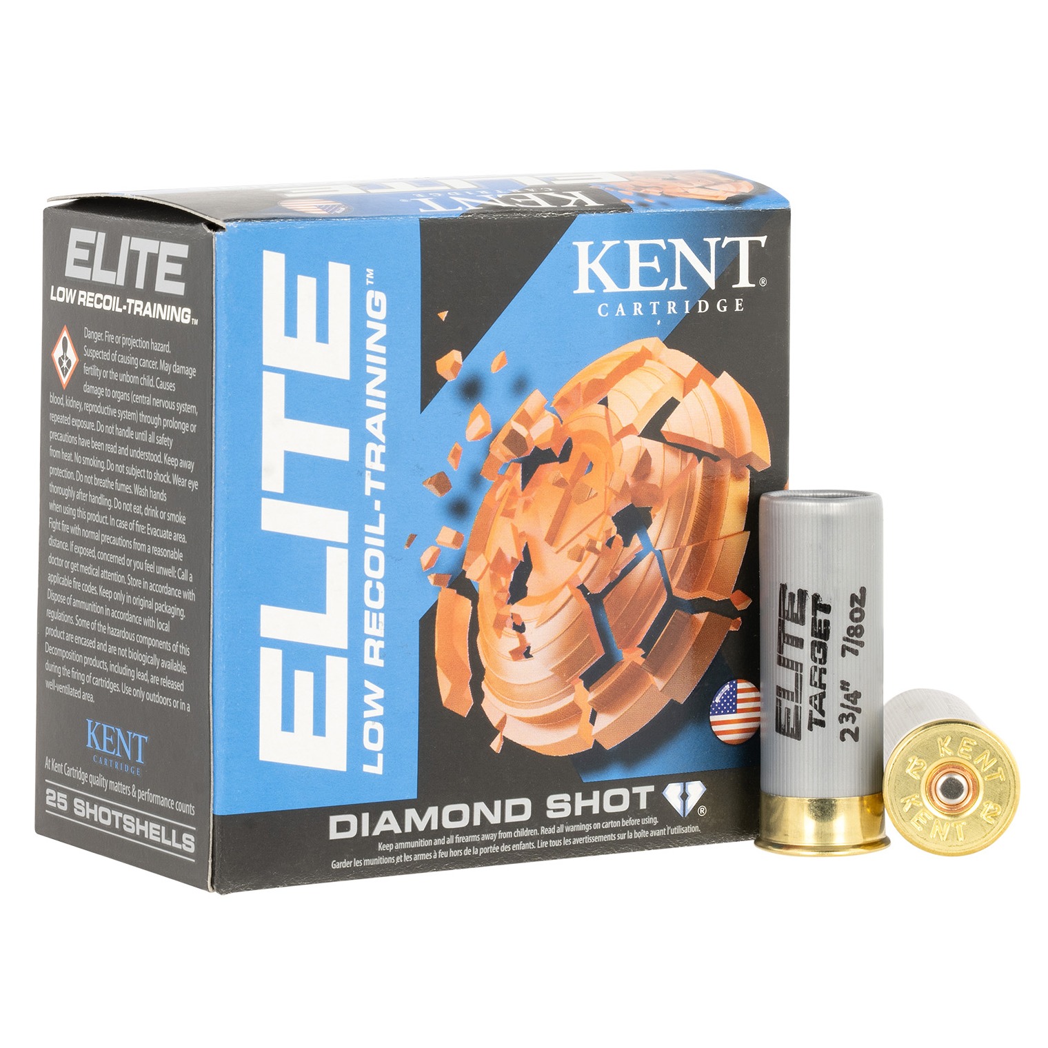 Kent Cartridge E12LB248 Elite 12Gauge 2.75” 7/8oz 8Shot 25 Per Box/10 Case