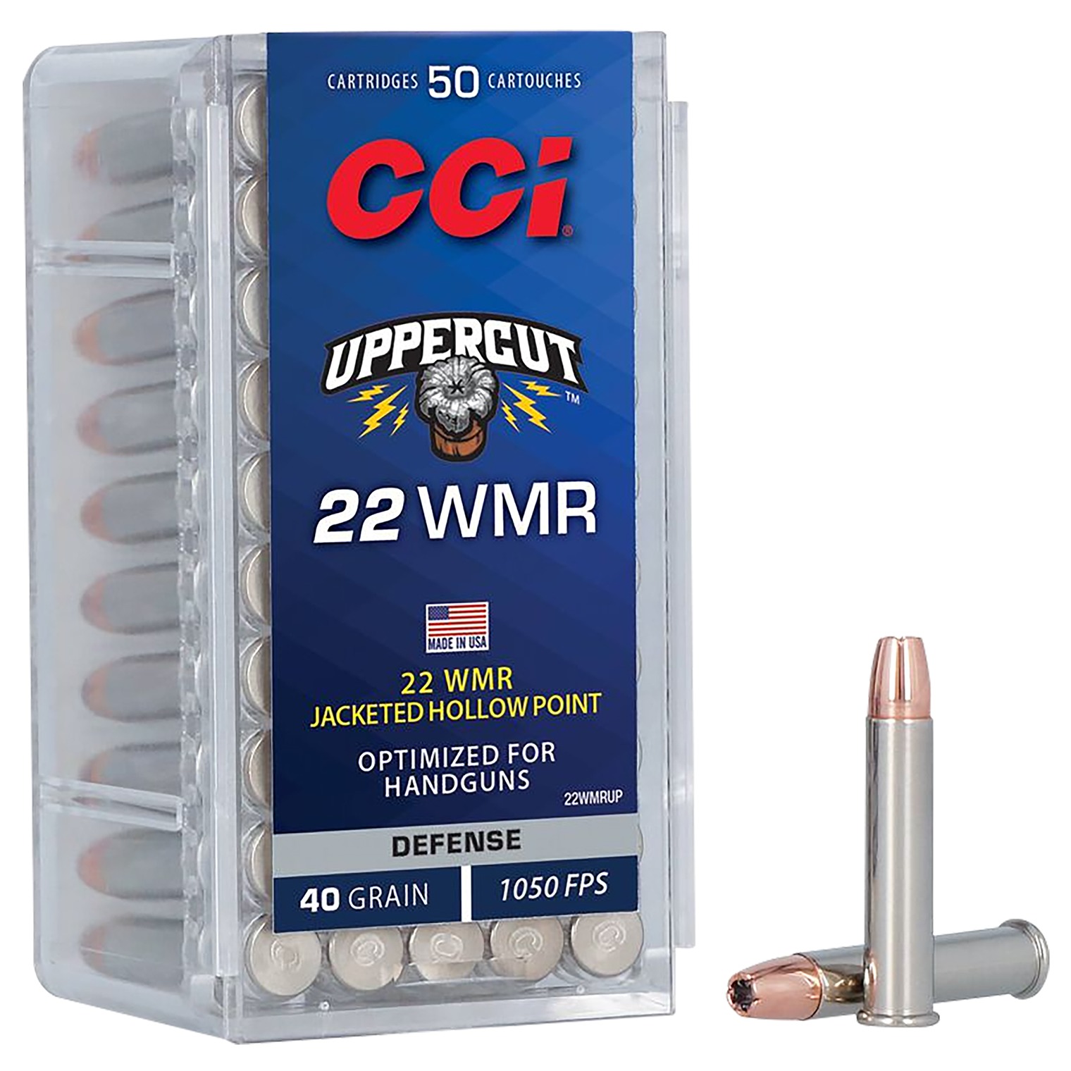CCI 22WMRUP Uppercut 22WMR 40gr Jacketed Hollow Point 50 Per Box/40 Case