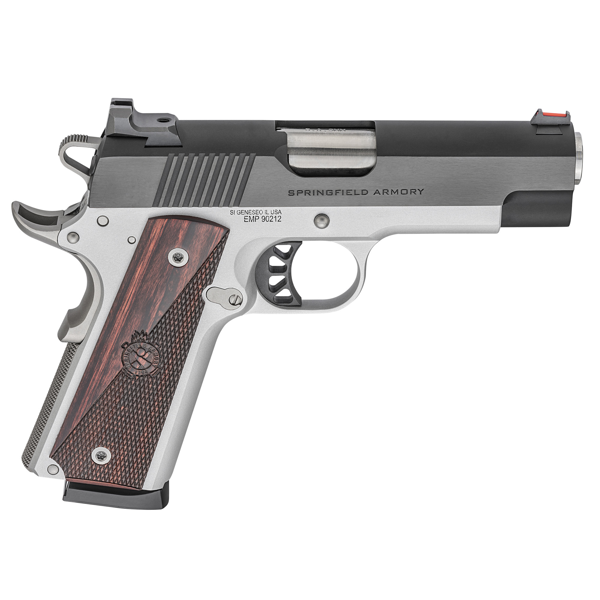 Springfield Armory 1911 Ronin EMP 9mm Luger 10+1, 4” Stainless Match Grade Bull Steel Barrel, Blued Serrated Carbon Steel