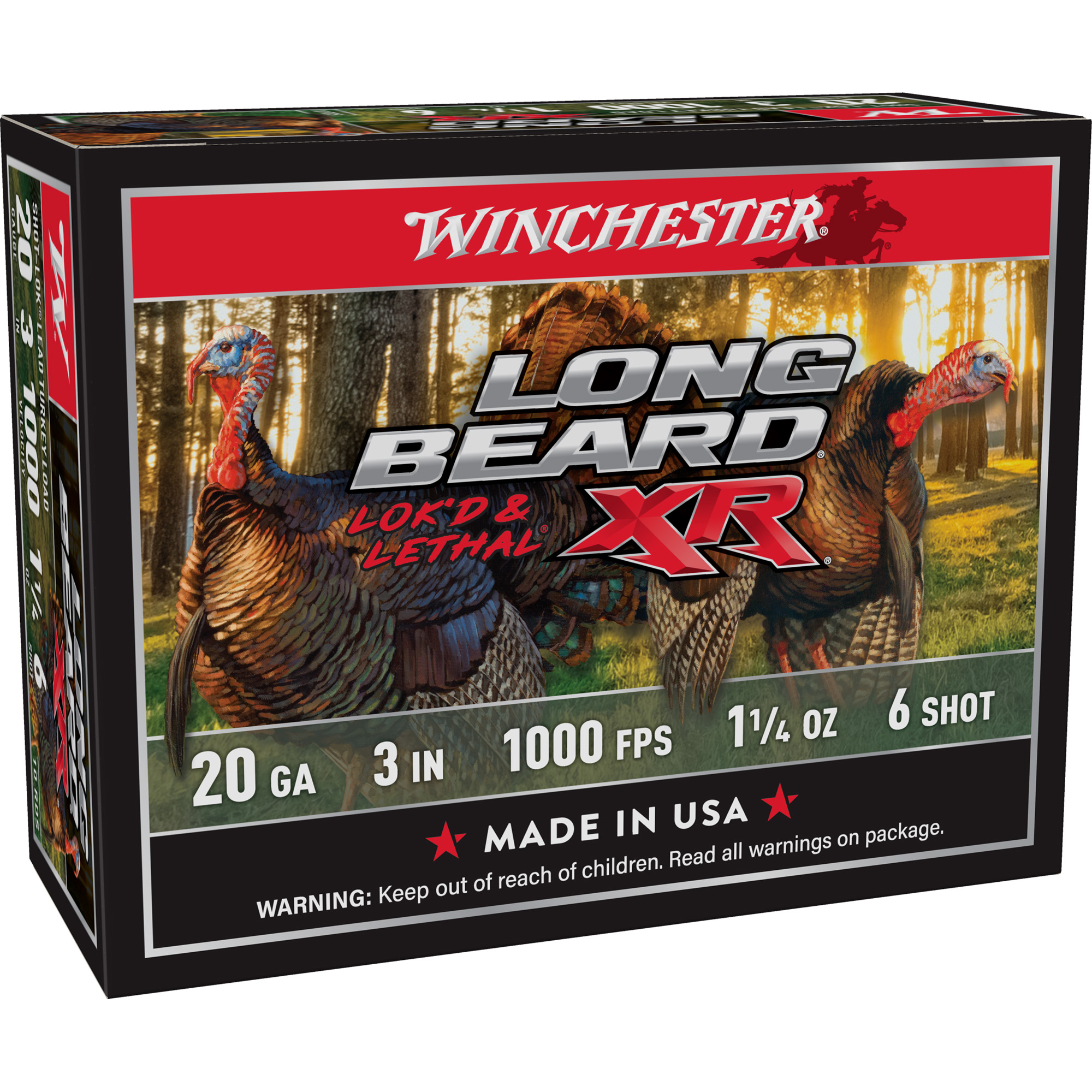 Winchester Ammo STLB2036 Long Beard XR Shot-Lok 20Gauge 3” 1 1/4oz 6Shot 10 Per Box/10 Case