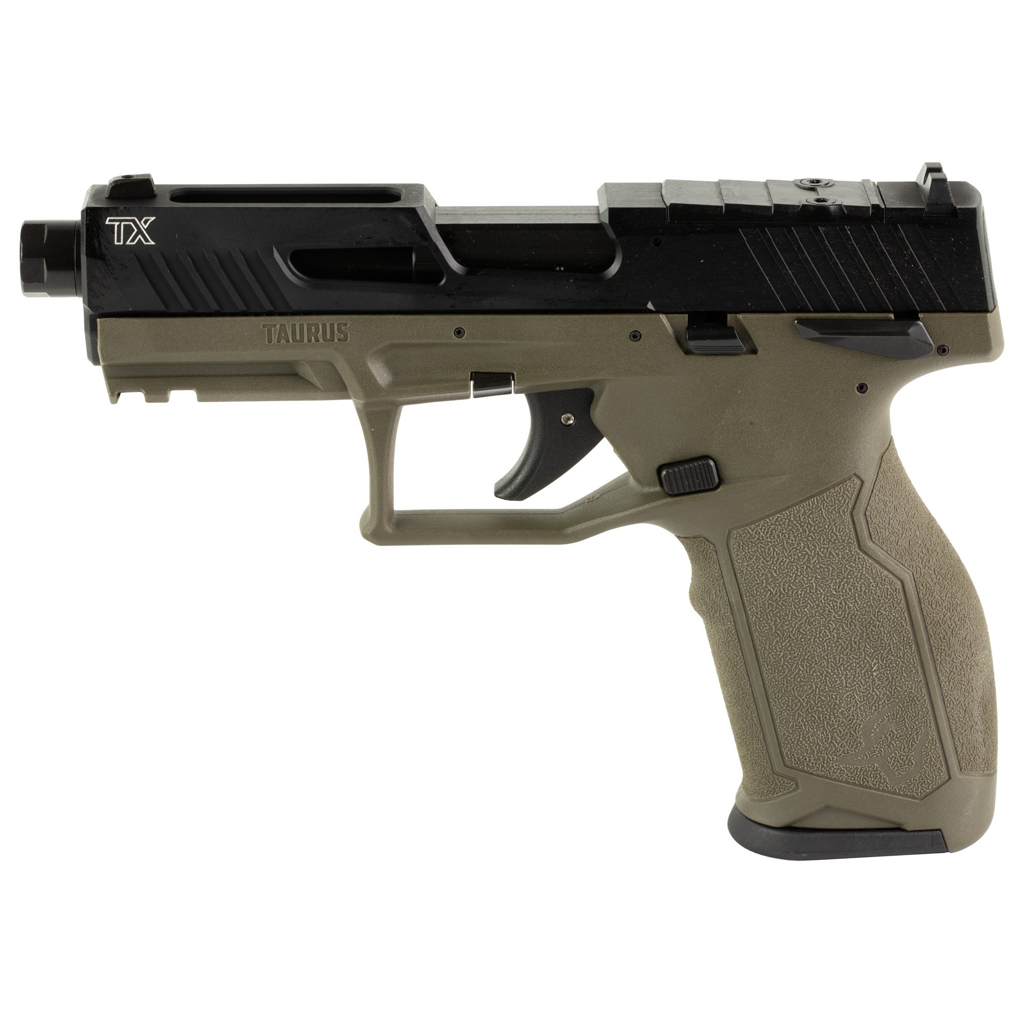 Taurus 1-2TX22P141O TX22 T.O.R.O Gen 2 Full Size Frame 22 LR 16+1/22+1 4.10” Threaded Barrel, Optic Ready/Serrated Slide, OD Green Polymer Frame w/Picatinny Rail