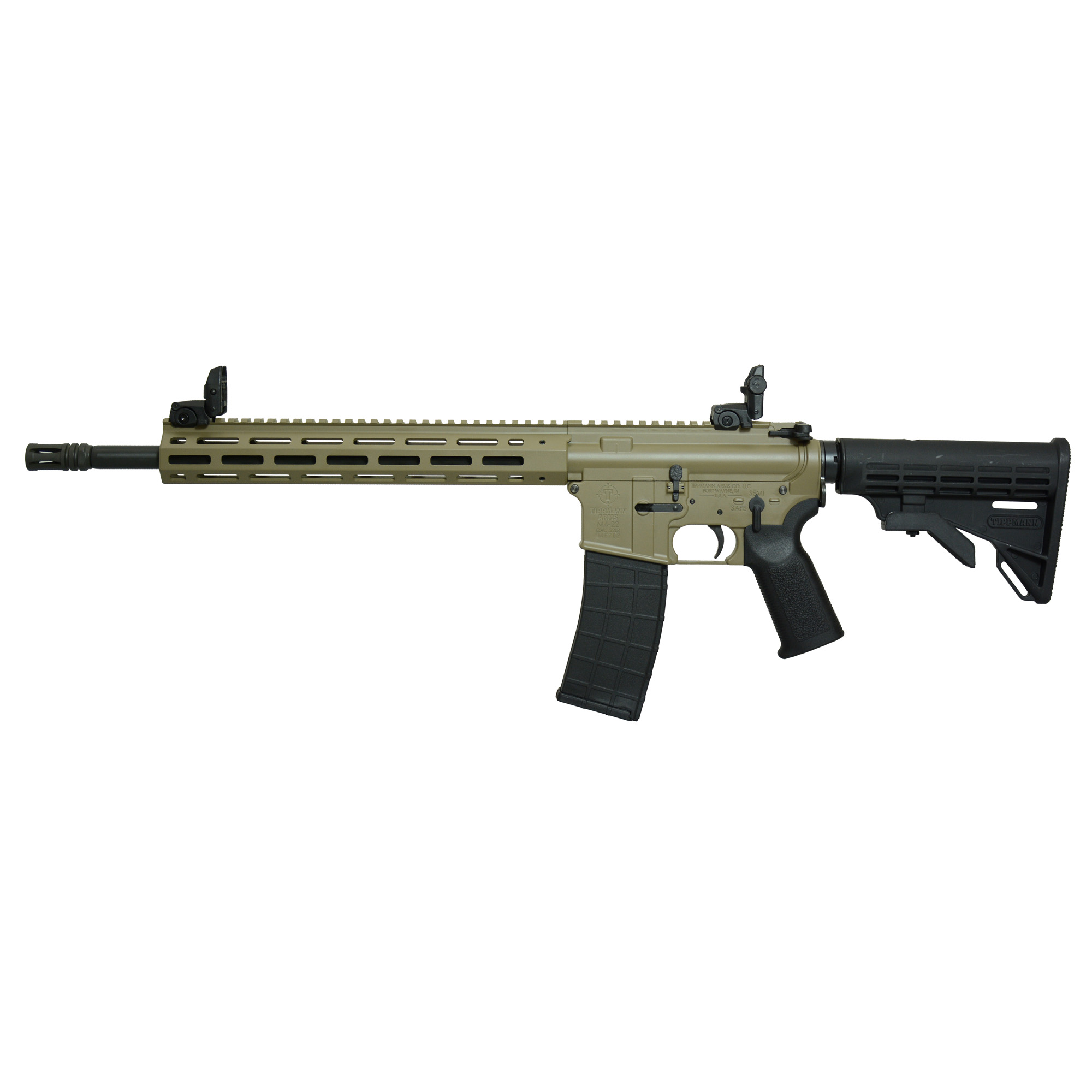 Tippmann Arms A101164 M4 Elite MSR 22 LR 25+1 16” Black Parkerized Threaded Barrel, Flat Dark Earth Aluminum Receiver w/Picatinny Rail, M-LOK Handguard, Black Adj CAR15 Polymer Stock, Black Gen2 Grip,