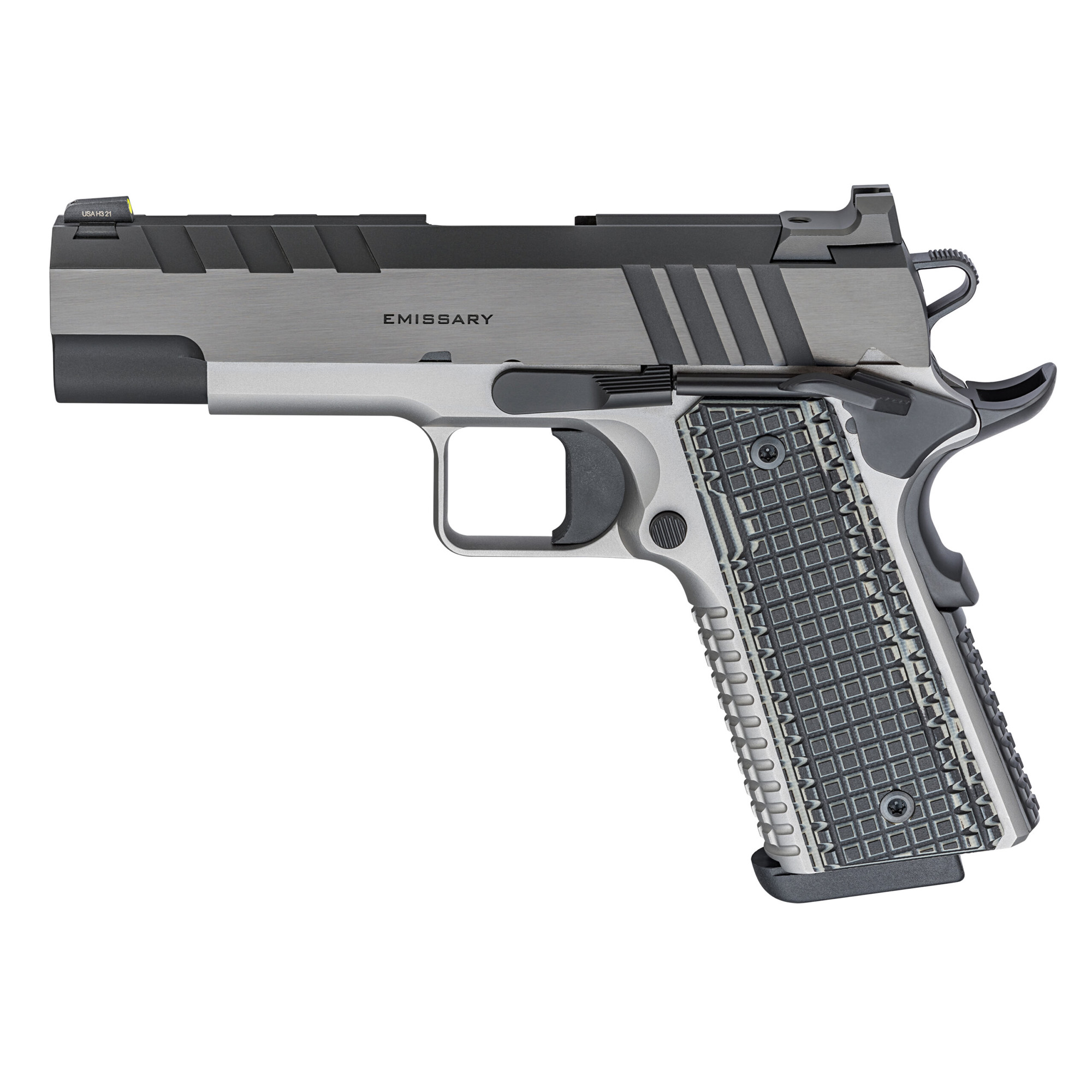 Springfield Armory 1911 Emissary 9mm Luger 9+1 4.25” Bull Barrel, Stainless Steel Frame w/ Beavertail, Serrated Blued Carbon