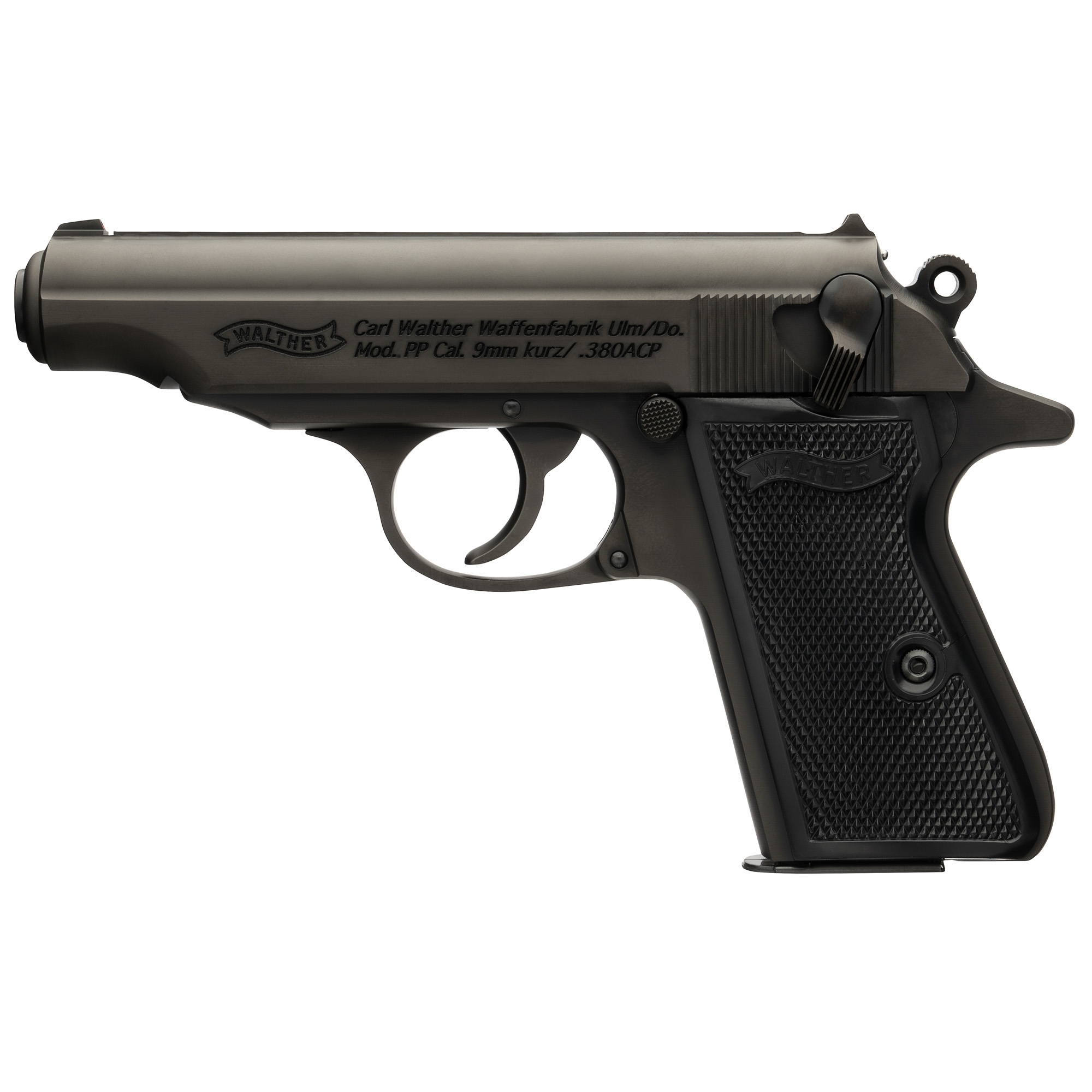 Walther Arms 4796028 PP 380 ACP 7+1 3.90” Black Steel Barrel, Black Serrated Steel Slide, Aluminum Frame w/Beavertail, Textured Grips