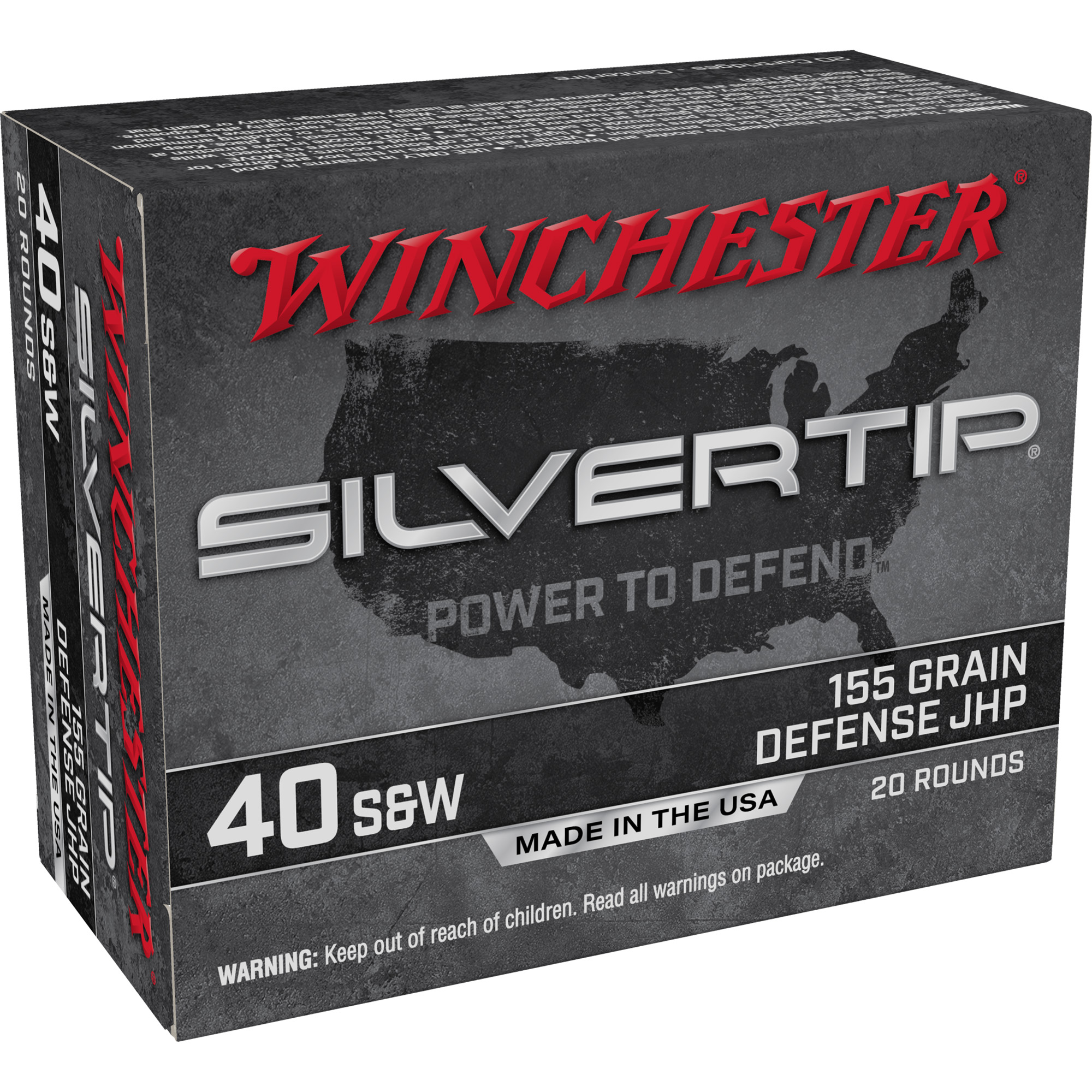 Winchester Ammo W40SWST Silvertip 40S&W 155gr Silvertip Jacket Hollow Point 20 Per Box/10 Case