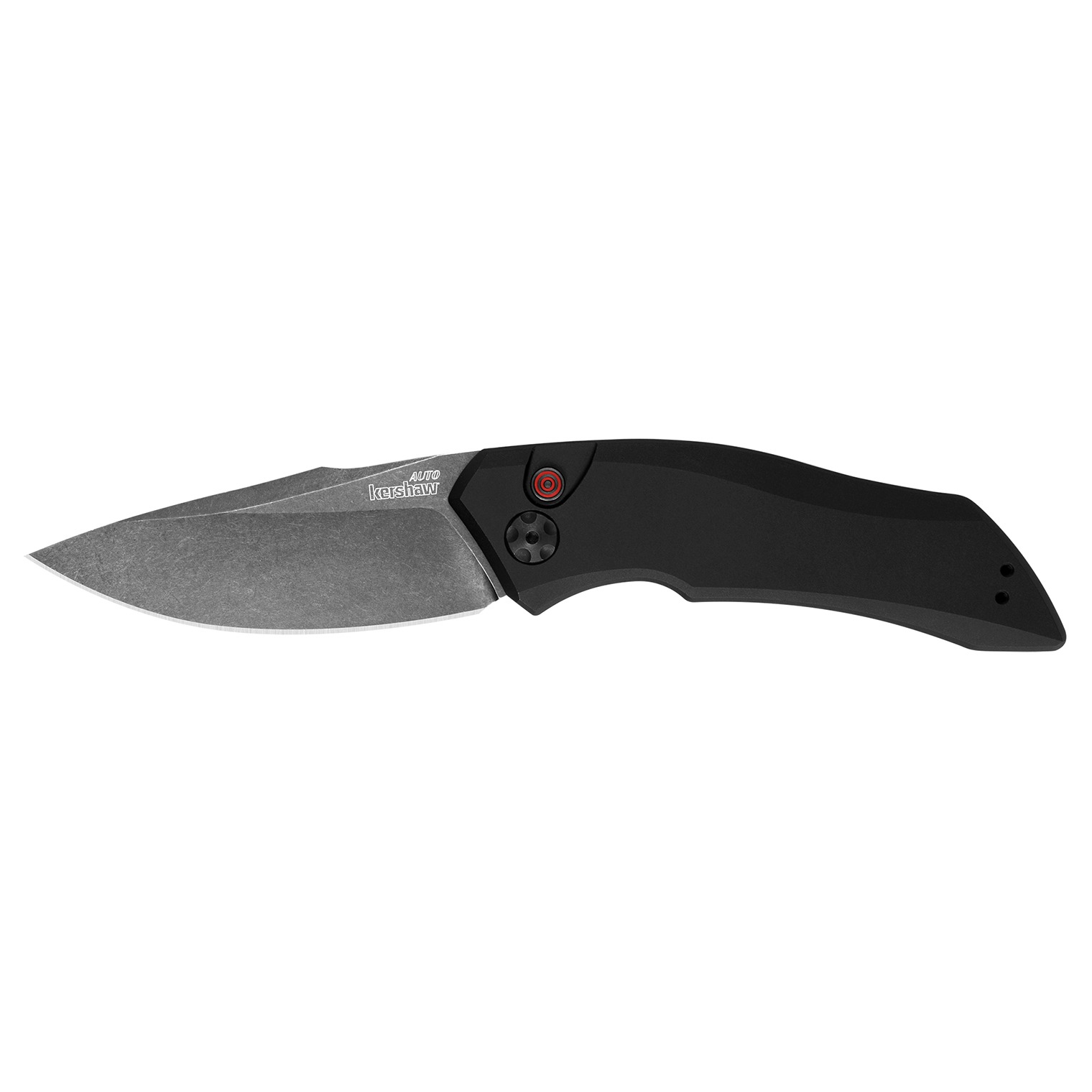 Kershaw 7100BW Launch 1 3.40” Folding Drop Point Plain Black Oxide Blackwash CPM 154 SS, Blade Black Aluminum Handle