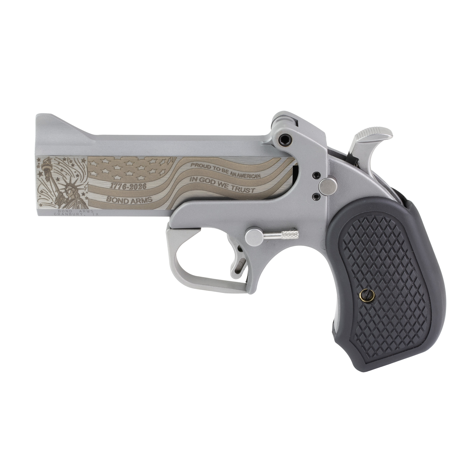 Bond Arms America 250th Rough Series Derringer - Stainless, .45 LC/.410, 4.25” Engraved Barrel
