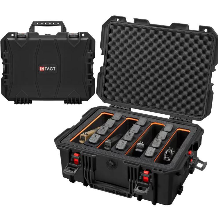 Eylar 18" Intact Stacker Series Hard Case NG00002-4GUN, With Recon Rack, Holds 4 Pistols, 28 Magazines, EVA Foam, Black