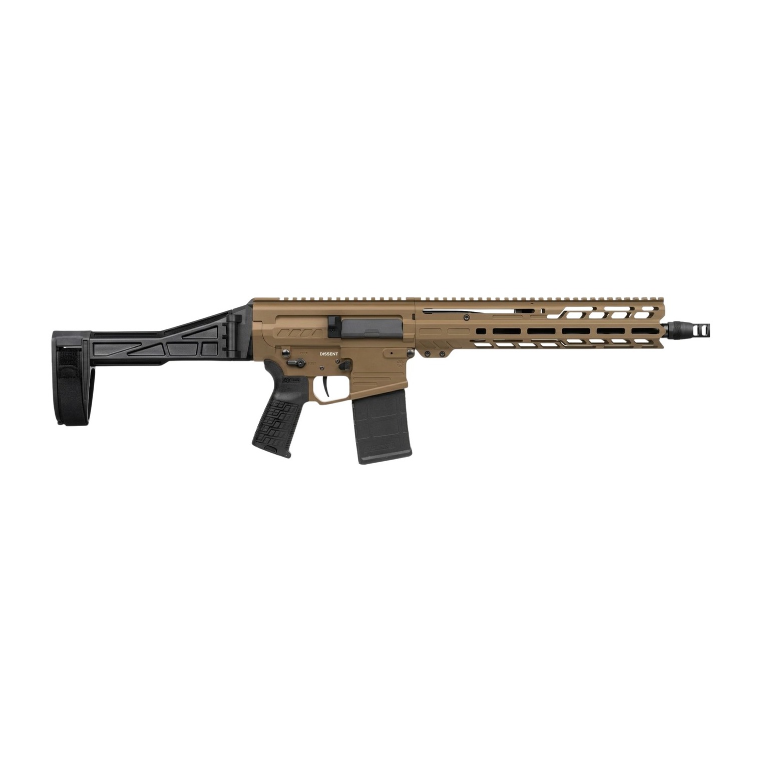 CMMG 33A380C-CT Dissent Mk3 8.6 Blackout 20+1 12.50” Black Nitride Threaded Barrel, Coyote Tan Cerakote Aluminum Receiver w/Picatinny Rail, M-LOK Handguard, Black Polymer SB Tactical Folding Brace, CM