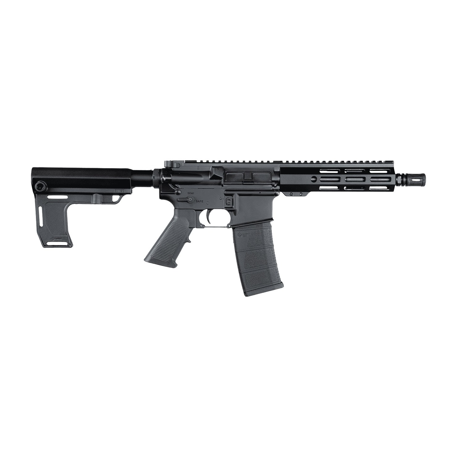 Andro Corp Industries 5568CBMPS ACI-15 CQB 5.56 NATO 30+1 8” Black Nitride Threaded Barrel, Black Anodized Aluminum Receiver w/Picatinny Rail, M-LOK Handguard, Black Polymer SBA3 Pistol Brace, A2 Grip