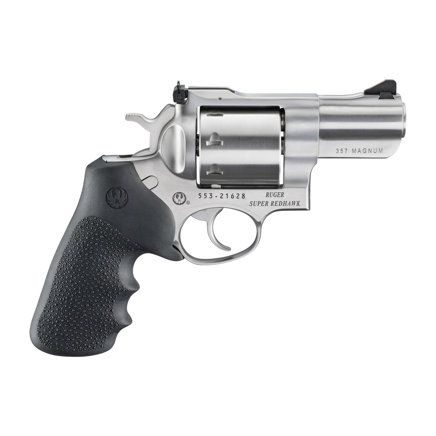 Ruger Super Redhawk 357 Mag/38 Special 8 Shot 2.50” Stainless Cylinder, Satin Stainless Steel Barrel & Frame, Hogue Tamer Monogrip Grip, Transfer Bar Safety, Exposed Hammer