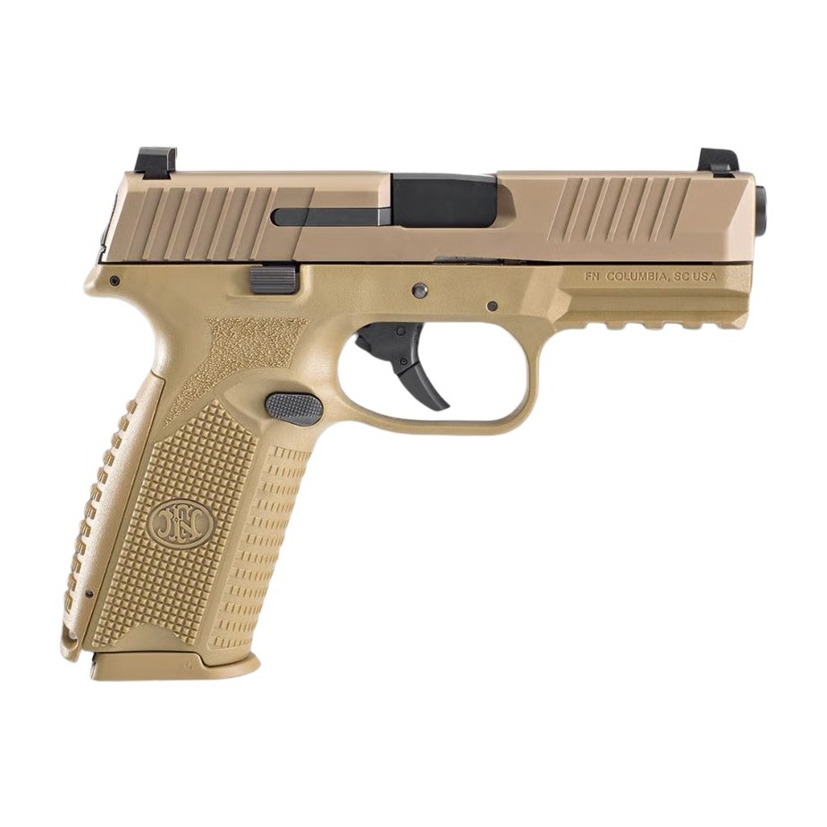 FN 66100740 509M 9mm Luger 10+1 4” Target Crown Barrel, Flat Dark Earth Stainless Steel Serrated Slide & Polymer Frame w/Picatinny Rail, Interchangeable Backstrap Grip, Ambidextrous