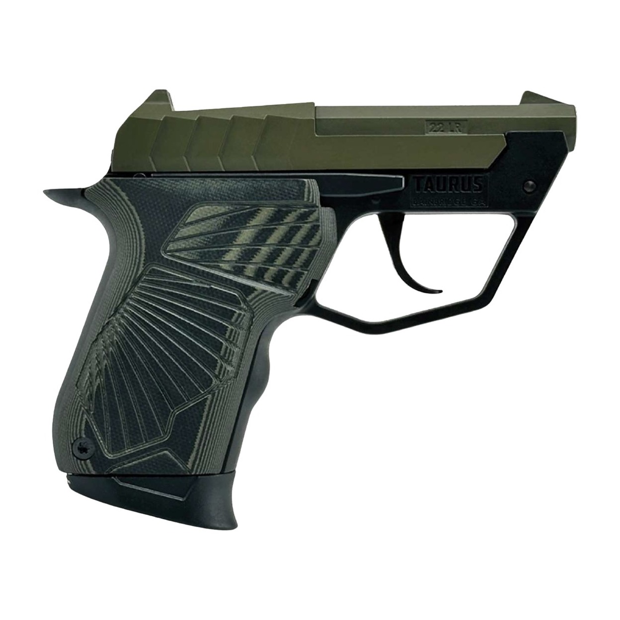 Taurus 1-22TUC13-ODG 22TUC Micro-Compact 22 LR 9+1 2.50” OD Green Tip-Up Barrel, OD Green Cerakote Serrated Slide, Black Polymer Frame, VZ G10 Grip