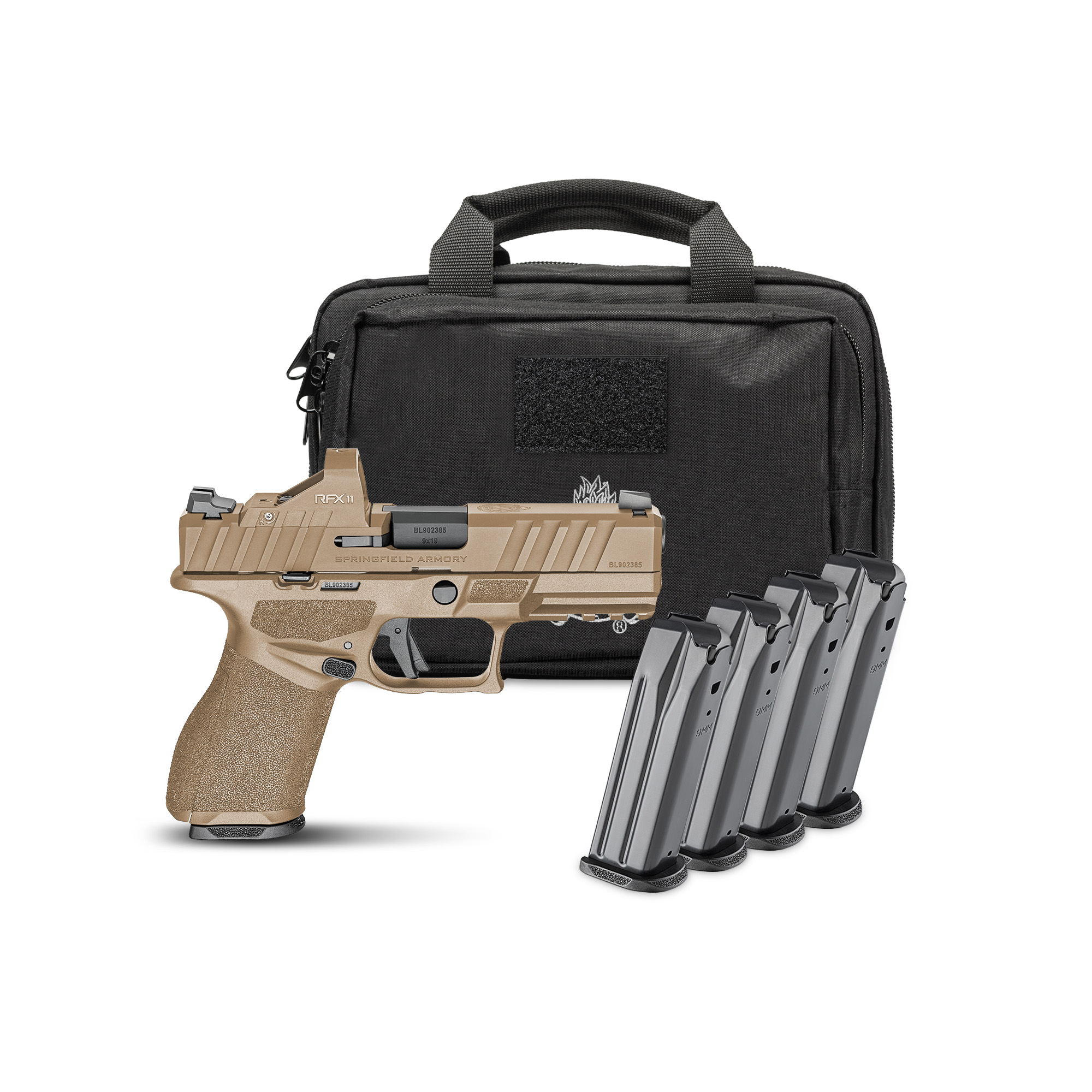 Springfield Armory EC9409FU15PAC Echelon 4.0FC 9mm Luger 15+1 4” Black Melonite Barrel, FDE Cerakote Steel Optic Ready/Serrated Slide & Polymer Frame w/Picatinny Rail, Adaptive Texture Grip