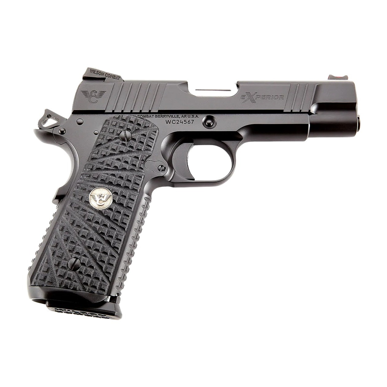 Wilson Combat XPCOM45 eXperior Commander Commander Frame 45 ACP 8+1 4.25” Stainless Match Grade Barrel, Black Armor-Tuff Carbon Steel Serrated Slide Black & Frame w/Beavertail, Black G10 TRAK Grip, Am
