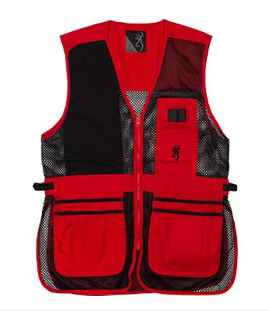 BROWNING MESH SHOOTING VEST R-HAND LG BLACK/RED TRIM