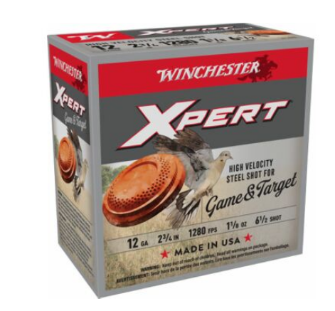 WINCHESTER XPERT 12G 1280F 6.5 2.75” STEEL 1 1/8 25RD 10BX/CS