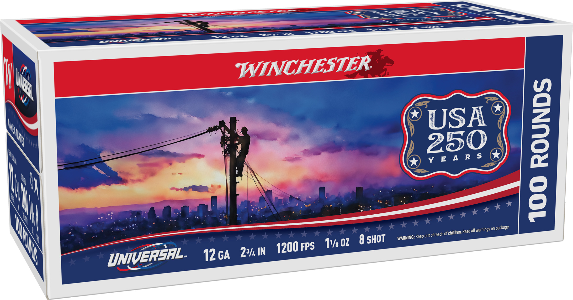 WIN UNIVERSAL 12GA 2.75 #8 1-1/8OZ 100/2