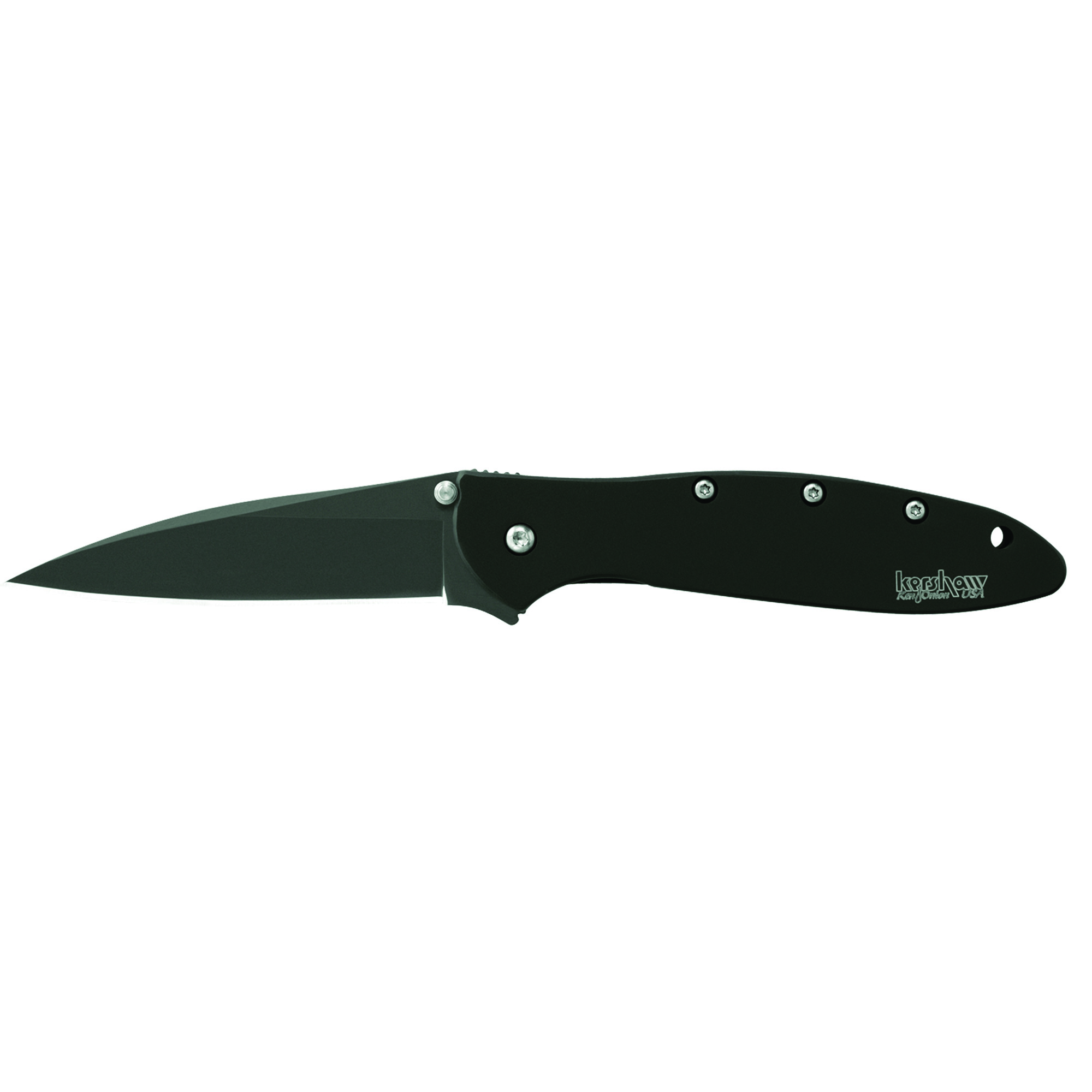 Kershaw 1660CKT Leek 3” Folding Modified Drop Point Plain Black DLC 14C28N Steel Blade Black DLC 410 Stainless Steel Handle Includes Pocket Clip